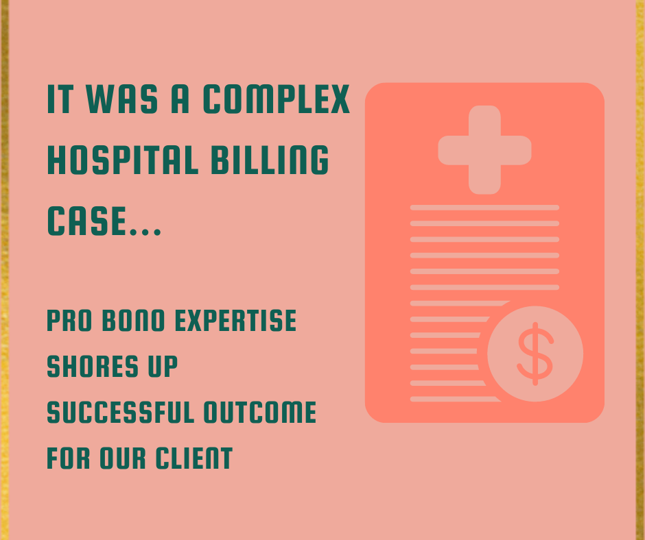 Graphic of hospital bill icon and text